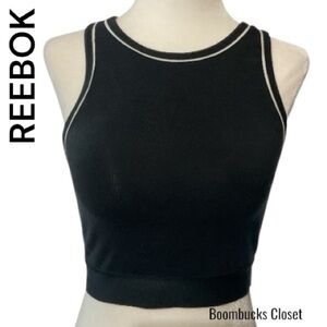 Reebok Women's Black and White Trim Crop Top Small